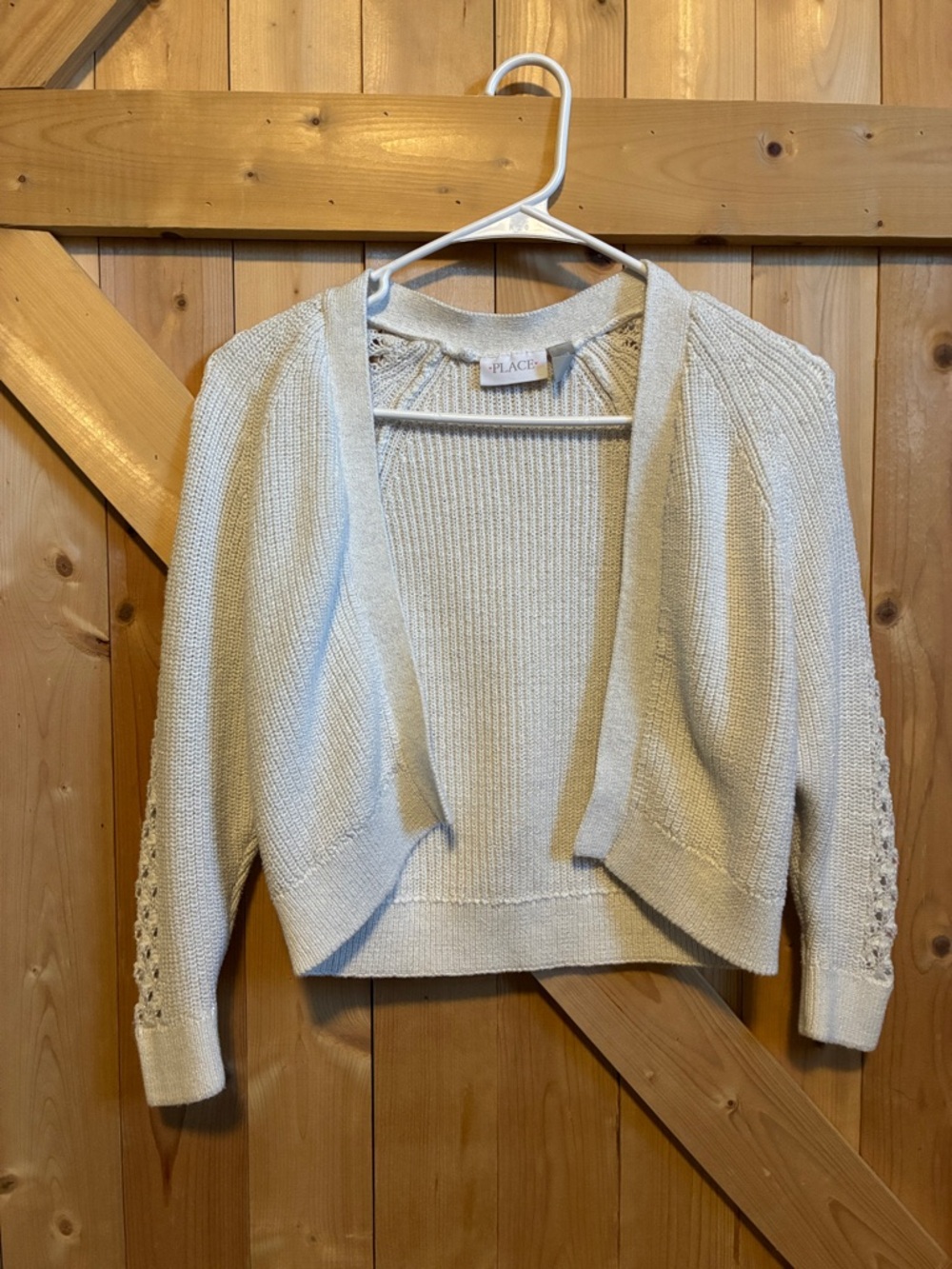 The Children's Place White Open-Front Cropped Knit Cardigan